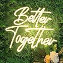 DAKABUKA Better Together Neon signs Warm White Led Neon Wedding Sign Lights For Bridal Shower Wall Decoration Engagement Anniversary Party With Dimmable Switch 5V USB Powered(13 * 11.8inches)