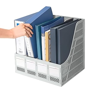 dakos multipurpose plastic 4 compartments file rack paper holder desktop file holders organizer box black