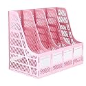 DaKos Multipurpose Plastic 4 Compartments File Rack Paper Holder Desktop, File Holders Organizer Box (Black)