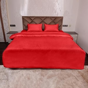 daksh premium cotton 300tc stain striped double size duvet coverquiltrazaicomforter cover 9134 x 10134- red