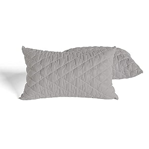 daksh premium quilted bed pillows for sleeping microfiber filler soft and luxurious for back sleepers and side sleepers set of 2 double size 2034 x 3034 gery