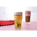 Coffee Cup Sipper Glass with Straw, Coffee Cup with lid,(Shaker Glass, Pack of 2) (Sipper 350ml, Pack of 2,Clear)