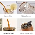 Glass Coffee Sipper with Lid and Glass Straw 400ML Glass Tumbler for Iced Tea,Smoothie, Cocktail Heat Resistant with Anti-Slip Leather Sleeve Pack of 2 (Sleeve, Set of 2,Clear)