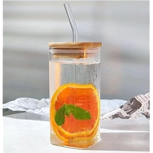 500ml glass mason jar with multi-color airtight lids and reusable straw pack of 6 with handle for juice smoothies shakes and cold beverages