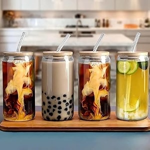 reusable glass coffee sipper with lid and straw 350ml leakproof tumbler travel mugsmoothies any cold hot drinking cups pack of 1 multi color pack of 1