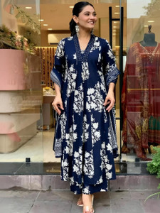 DAKSHFAB Printed Kurta Trouser Pant Dupatta