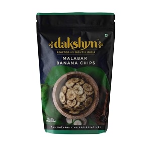 dakshyn malabar salt n pepper banana wafer chips with rock salt 180g x pack of 4  jain snacks for fasting upvas  oil free falahari snacks  healthy gluten free vegan plant based