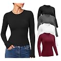 Dalavch 4 Pack Women's Long Sleeve Shirts Slim Fit Underscrub Tops