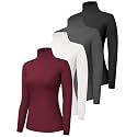 Dalavch 4 Pack Women’s Long Sleeve Turtleneck Shirts Slim Fit