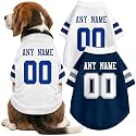 Dallas Dog Clothes Jersey Style Custom Pet T Shirt with Personalized Name Number for Small Medium Large Dogs