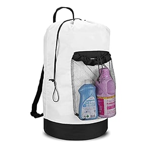 dalykate backpack laundry bag laundry backpack with shoulder straps and mesh pocket durable nylon clothes hamper bag with drawstring closure for college travel laundromat apartment