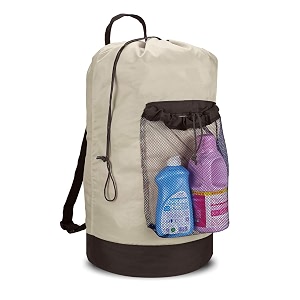 dalykate khaki laundry backpack with shoulder straps and mesh pocket durable nylon clothes hamper bag with drawstring closure for college travel laundromat apartment