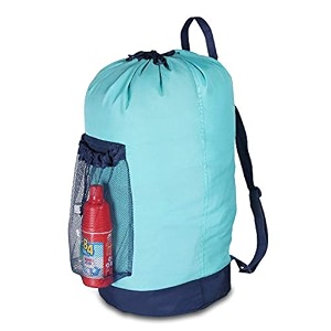 dalykate backpack laundry bag laundry backpack with shoulder straps and mesh pocket durable nylon laundry washing backpack with drawstring closure for college travel laundromat apartment-blue
