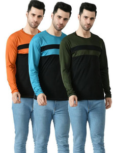 Dam Colorblock Men Round Neck Multicolor T-Shirt