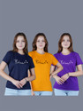 Dam Printed Women Round Neck Multicolor T-Shirt