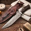 Damascus Bowie Steel Fixed Knife Handmade 13" Outdoor, Bushcraft - Raptor