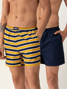 damensch 2 pack checked cotton boxer shorts side pocket printed men boxer