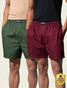 Damensch 2 Pack Checked Cotton Boxer Shorts Side Pocket Solid Men Boxer
