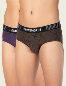 damensch pack of 2 deo-cotton deodorizing v shape printed men brief