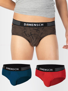 damensch pack of 3 deo-cotton deodorizing v shape printed men brief