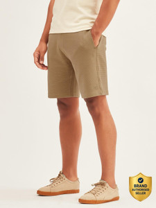 damensch solid men beige casual shorts