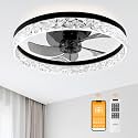 DAMINY 20 Inch Black Ceiling Fans with Lights and Remote