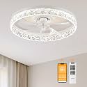 DAMINY 20 Inch White Ceiling Fans with Lights and Remote
