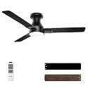 DAMINY 42 Inch Black Ceiling Fans with Lights and Remote