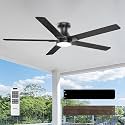 DAMINY 52 Inch Black Ceiling Fans with Lights and Remote