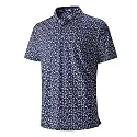 Damipow Golf Shirts for Men Dry Fit Short Sleeve Print Collared Polo Shirt