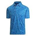 Damipow Golf Shirts for Men Dry Fit Short Sleeve Print Collared Polo Shirt
