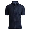 Damipow Golf Shirts for Men Dry Fit Short Sleeve Print Collared Polo Shirt