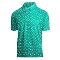 Damipow Golf Shirts for Men Dry Fit Short Sleeve Print Collared Polo Shirt