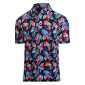 Damipow Golf Shirts for Men Dry Fit Short Sleeve Print Collared Polo Shirt