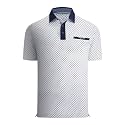 Damipow Golf Shirts for Men Dry Fit Short Sleeve Print Collared Polo Shirt