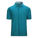 Damipow Golf Shirts for Men Dry Fit Short Sleeve Print Collared Polo Shirt
