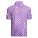 Damipow Golf Shirts for Men Dry Fit Short Sleeve Print Collared Polo Shirt