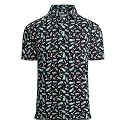 Damipow Golf Shirts for Men Dry Fit Short Sleeve Print Collared Polo Shirt