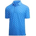 Damipow Golf Shirts for Men Dry Fit Short Sleeve Print Collared Polo Shirt
