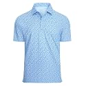 Damipow Golf Shirts for Men Dry Fit Short Sleeve Print Collared Polo Shirt