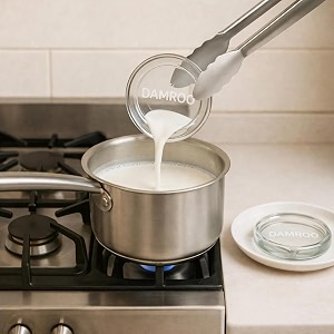 damroo smart milk boil over protector  glass disc for tea amp coffee  spill prevention alert  pack of 8