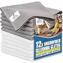 DAN RIVER 12-Pack Microfiber Towels – Ultra Absorbent, Lint-Free &amp; Streak-Free Cleaning Cloths for Home, Car &amp; Kitchen - Must-Have Cleaning Essentials - 12" x 12" - Gray White
