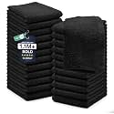 DAN RIVER 24 Pack Cotton Wash Cloths Set for Showering [12x12] Black