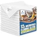 DAN RIVER 12-Pack White Microfiber Towels – Ultra Absorbent, Lint-Free &amp; Streak-Free dust Cloths for Home, Car &amp; Kitchen - Must-Have Cleaning Essentials - 12" x 12"