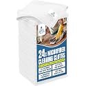 DAN RIVER 24-Pack White Microfiber Towels – Ultra Absorbent, Lint Free Towels &amp; Streak-Free for Home, Car &amp; Kitchen - Must-Have Cleaning Essentials - 12" x 12"