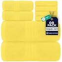 DAN River 8 Piece Luxury Bath Towels for Bathroom, Towel Set, Yellow
