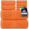 DAN RIVER 8 Piece Luxury Bath Towels for Bathroom, Towel Set, Orange