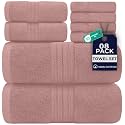 DAN RIVER 8 Piece Luxury Bath Towels for Bathroom, Towel Set, Dusty Rose