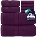 DAN RIVER 8 Piece Luxury Bath Towels for Bathroom, Towel Set, Purple
