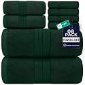 DAN RIVER 8 Piece Luxury Bath Towels for Bathroom, Towel Set, Hunter Green